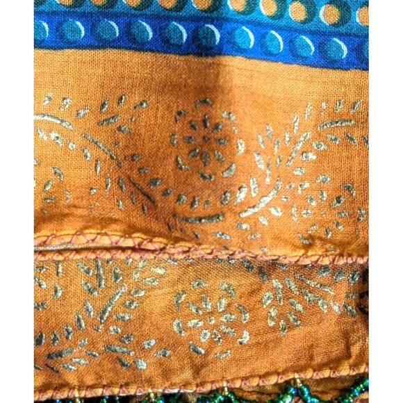 Sarah Clothes Square Shawl Scarf Folk Gypsy Style Multicolor Cotton Beads 45*45" - Picture 13 of 16